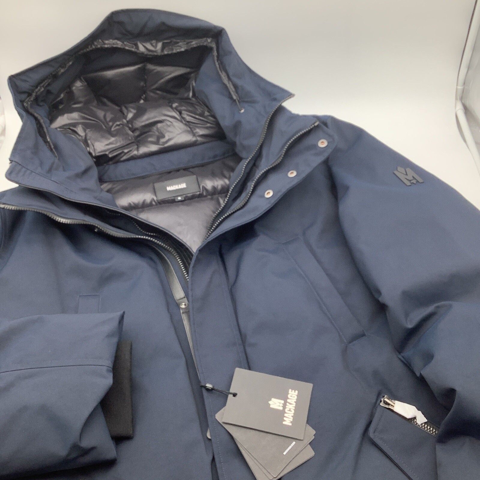 Mackage Mens Edward The Ultimate 2 In 1 Insulated Down Coat Navy Size 48 Nwt